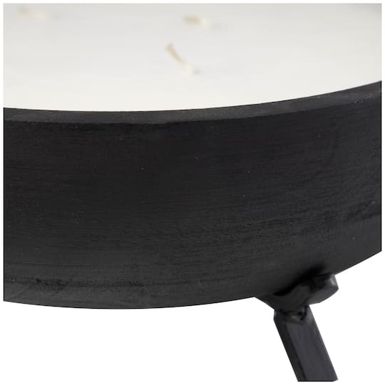 40oz. Sauvignon Blanc Scented White 4 Wick Candle in Black Wood Bowl with Metal Tripod Stand